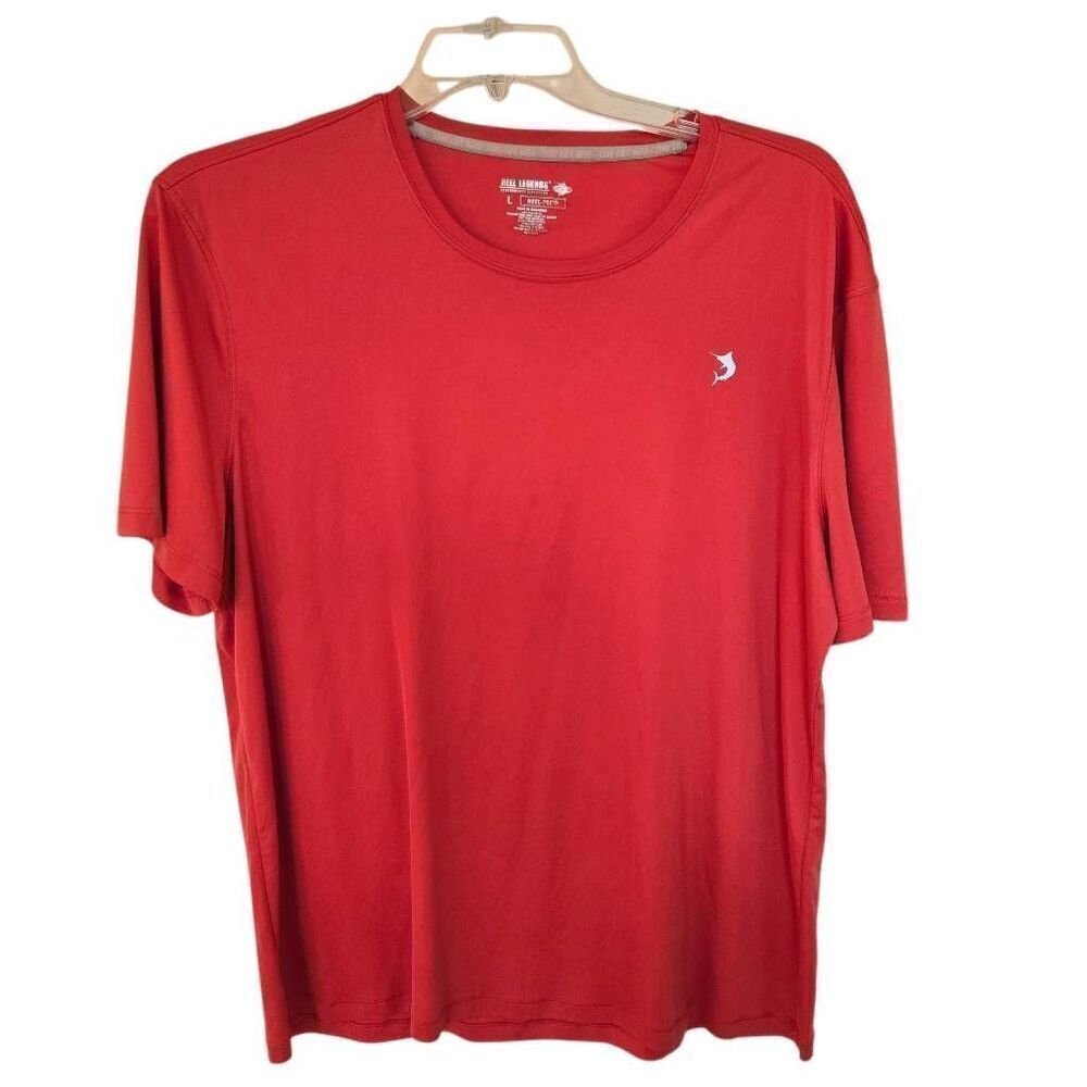 Reel Legends Mens Performance UPF 50 Orange Short Sleeve Shirt Large